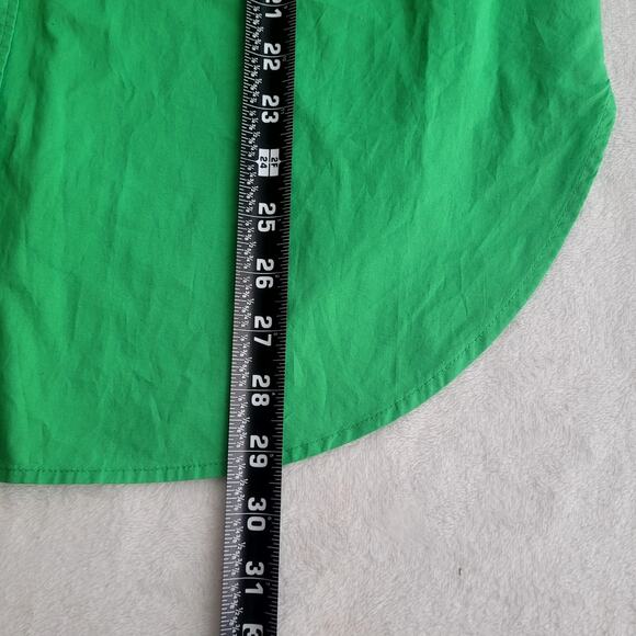 Talbots Sz S Kelly Green The Boyfriend Collared Button Up Curved Hem Cotton - Picture 12 of 12